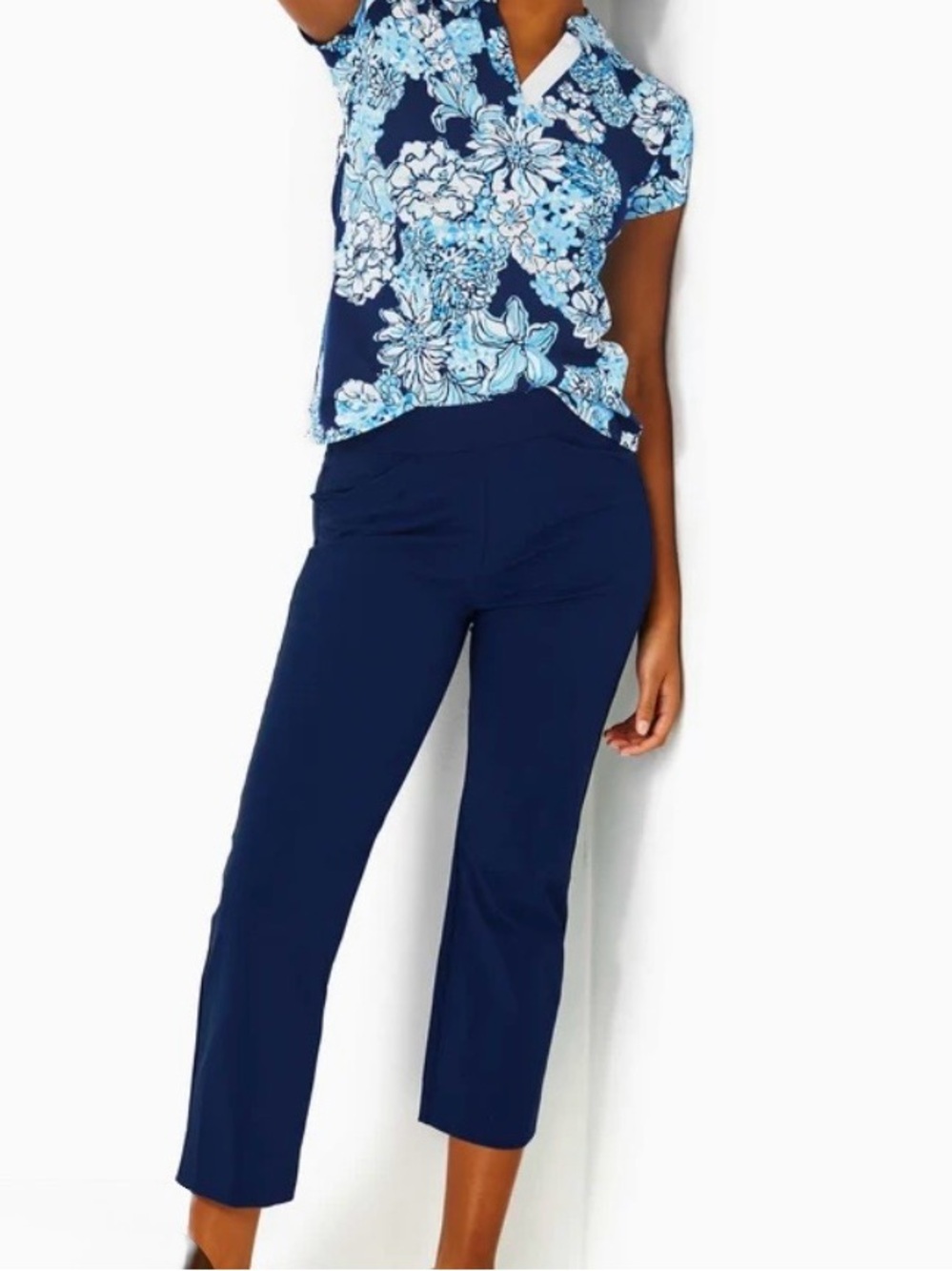 Lilly Pulitzer Stretch Pull On Blue Crop Pants Size 4